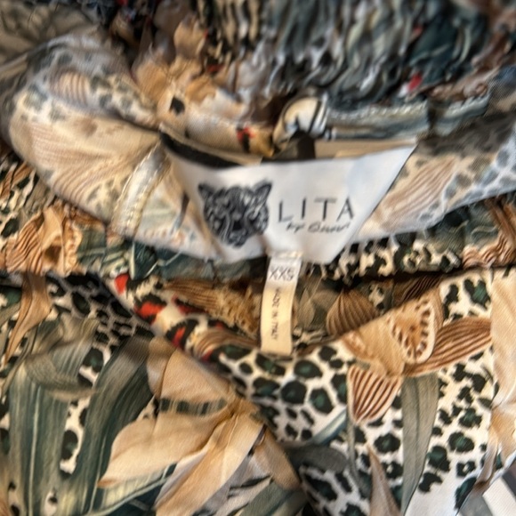 Revolve Lita by Ciara Fluid Print Tie Waist Pants in Animal Floral Milk size XXS - Picture 10 of 11